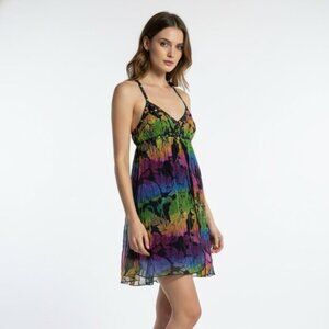 Free People New Romantics Multicolor Rainbow Floral Strappy Mini Dress Size S